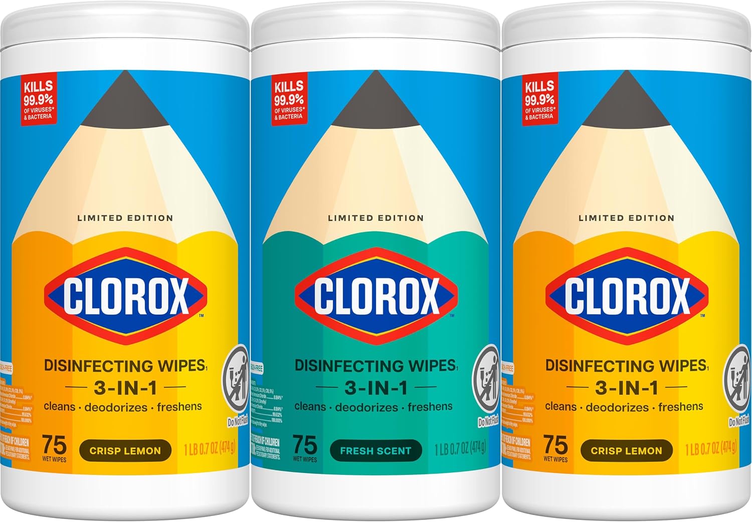 Clorox Disinfecting Wipes Cleaning Variety Pack, 75 Count, 3 Pack - Image 10