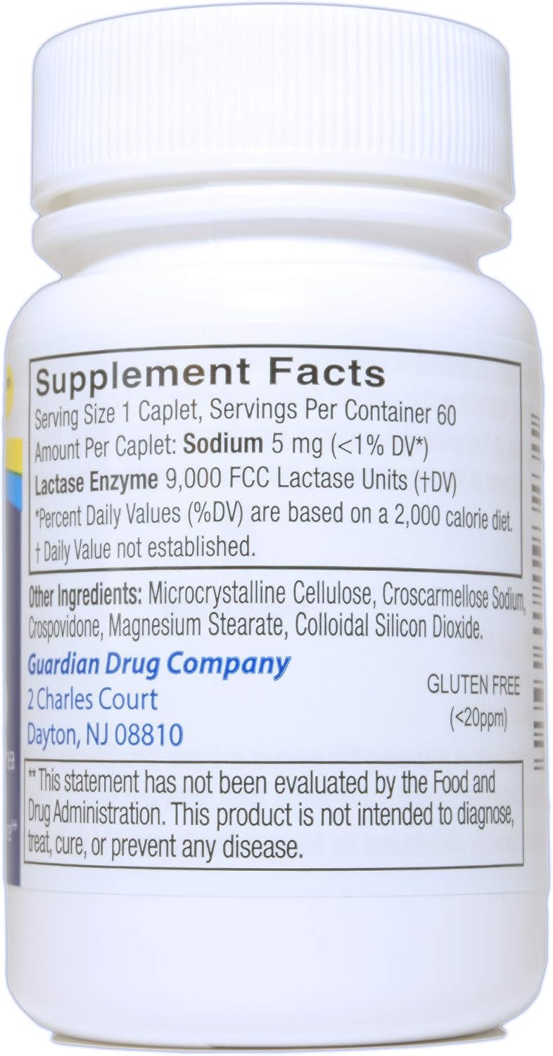 guardian Dairy Relief Fast Acting Caplets, 9000 FCC, Lactose Intolerance Pills, Lactase Enzyme (360CT (Bottles)) - Image 2