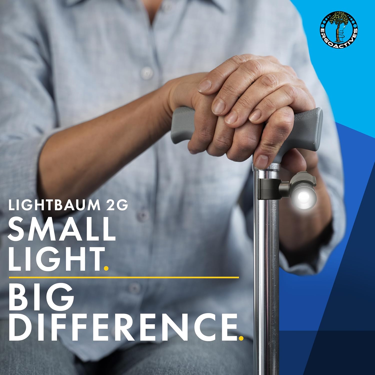 Ergobaum LightBaum 2G LED Flashlight for Canes, Crutches & Walkers — Universal Clip-On Mount, Adjustable Angle, Helps Prevent Nighttime Falls | Battery Powered, Easy Install on Any Mobility Device - Image 8