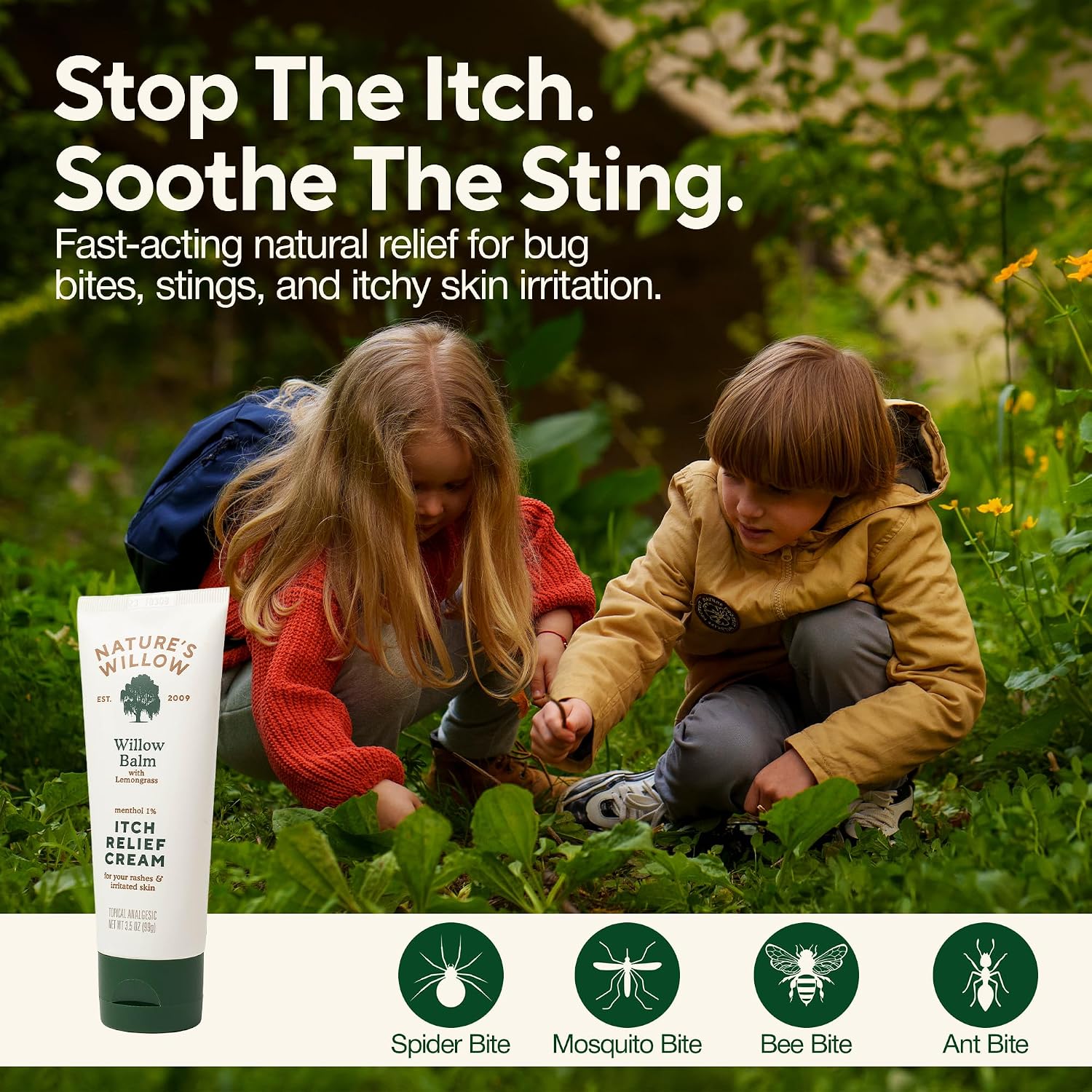 Nature's Willow Itch Relief Lotion with Willow Bark | Soothe Itch from Bug Bites, Rash, Sunburn, and More | Free from Artificial Fragrances & Dyes | Made with Essential Oils | 3.5 oz - Image 4