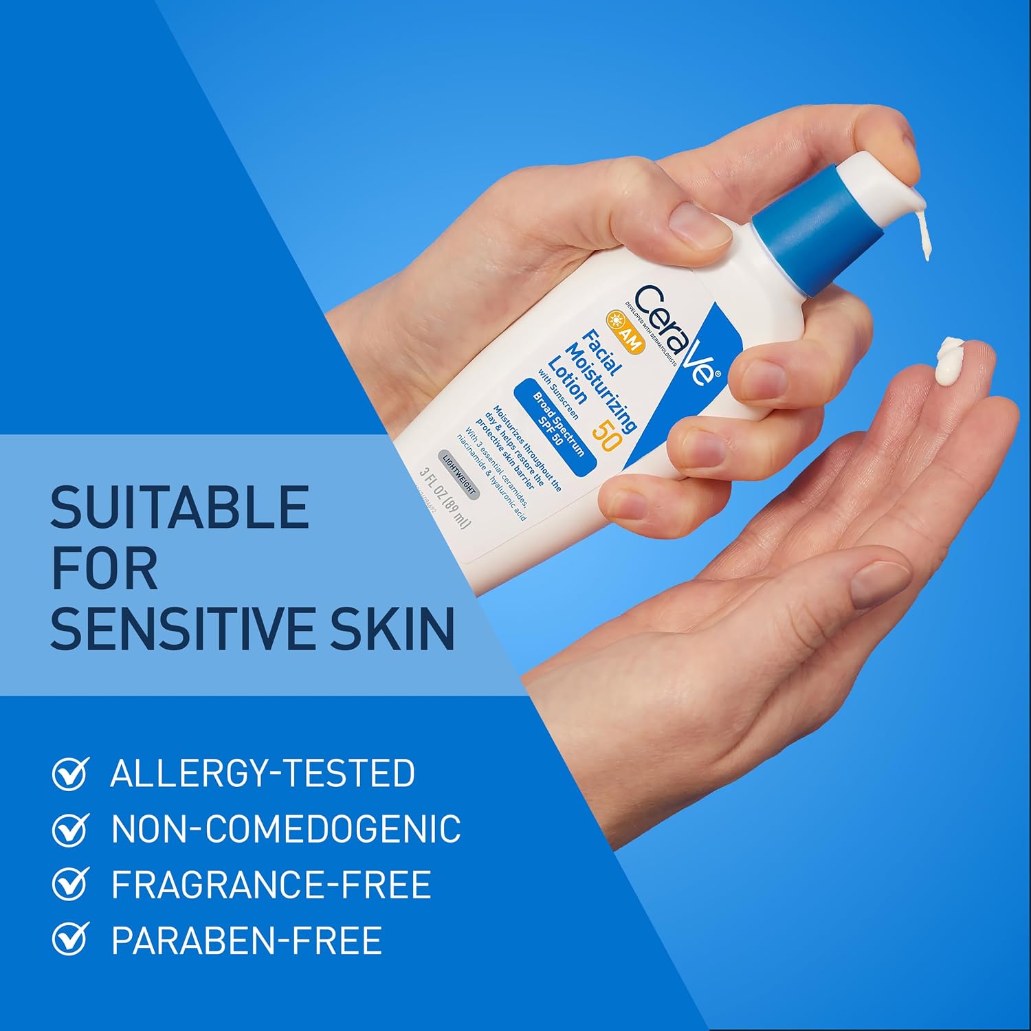 CeraVe AM Daily Facial Moisturizer with SPF 50, Face Sunscreen, 3oz - Image 6
