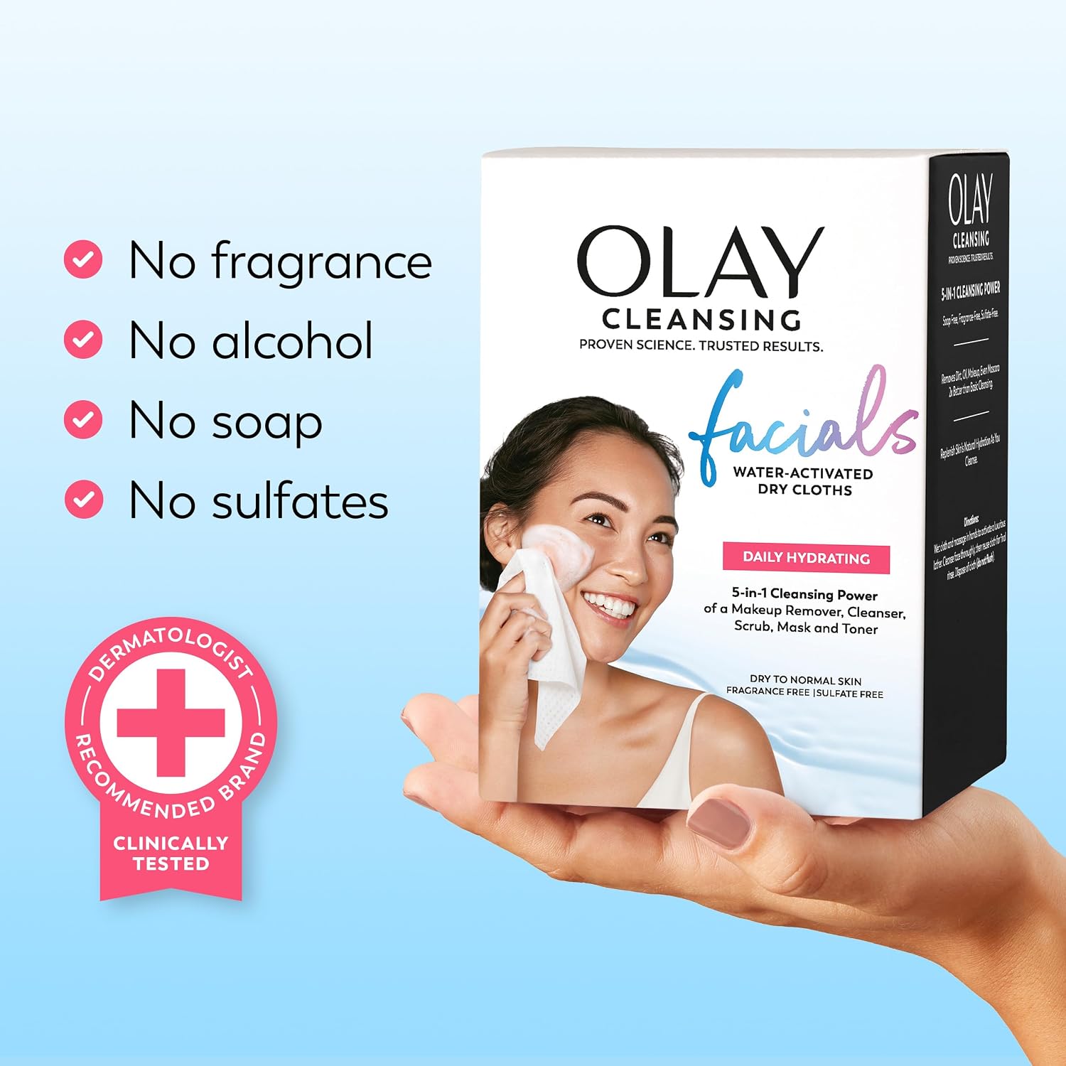 Olay Makeup Remover Wipes, Daily Facials Hydrating Face Cleanser for Normal to Dry Skin, Alcohol & Fragrance Free, Soft Face Wash Towels, Travel Essentials for Women, Convenient Dry Cloths, 66 ct - Image 11