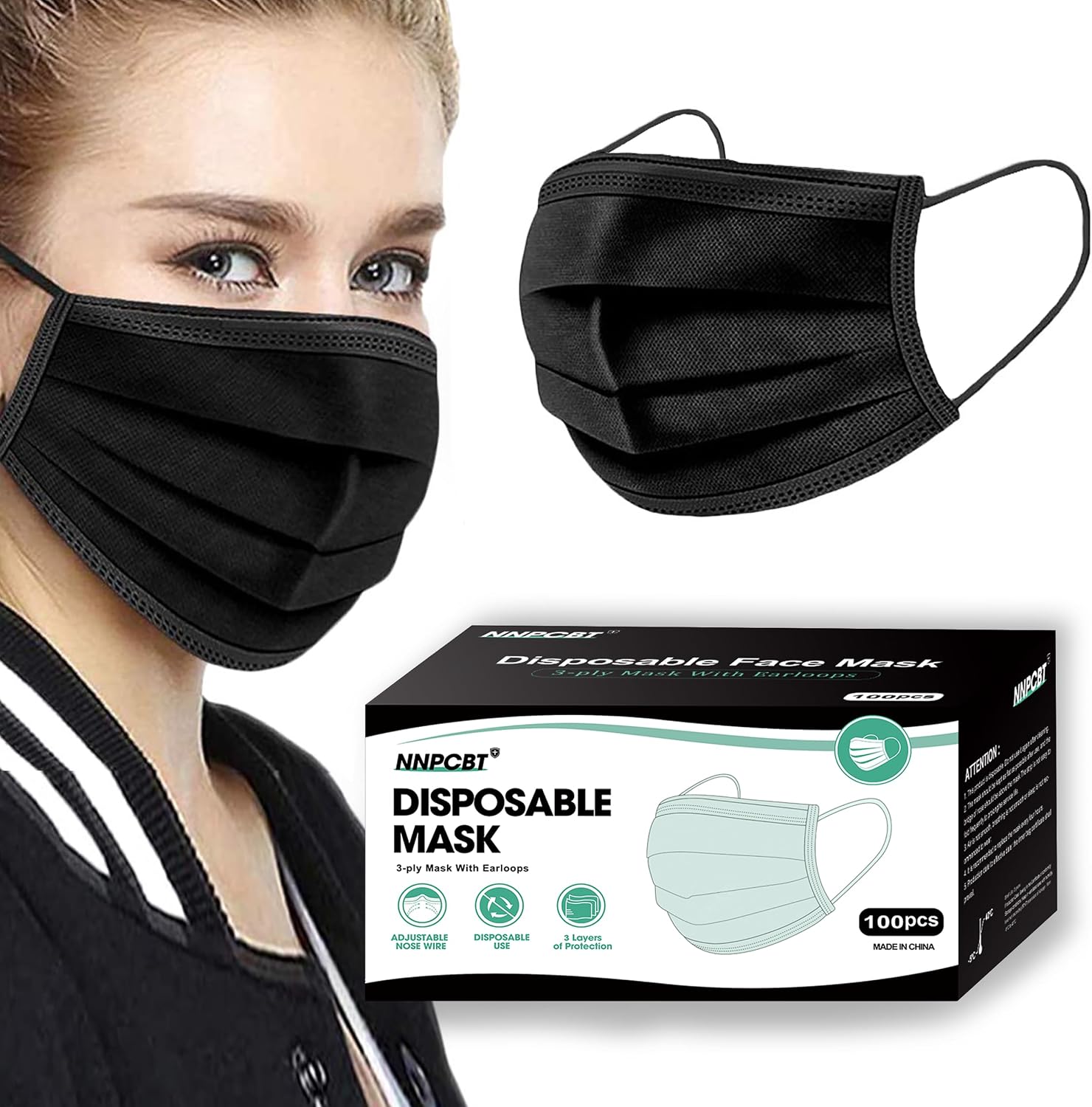 NNPCBT 3 ply Disposable Masks Breat...
