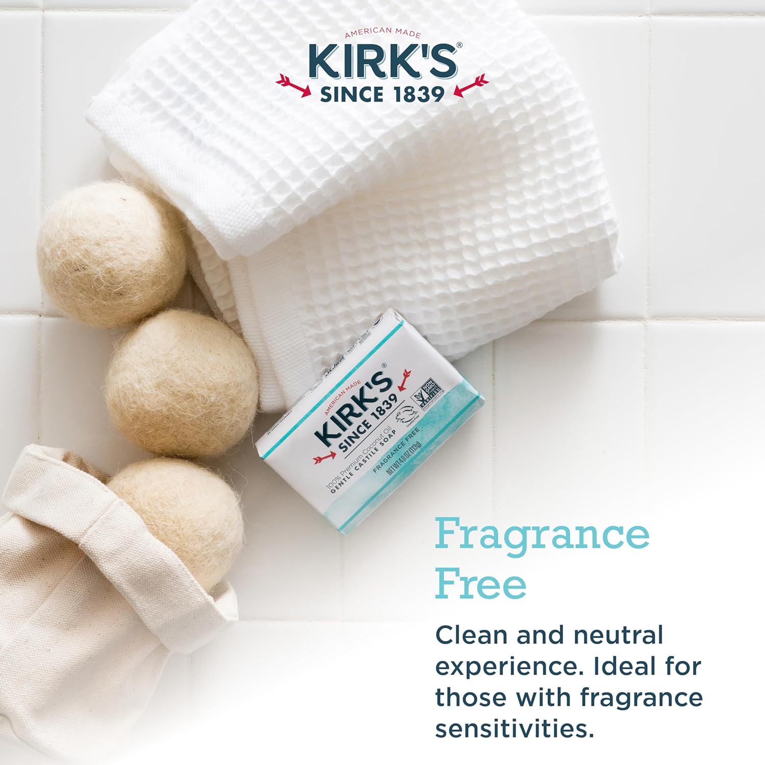Kirk's Fragrance Free Castile Bar Soap (Pack of 3) - Image 5