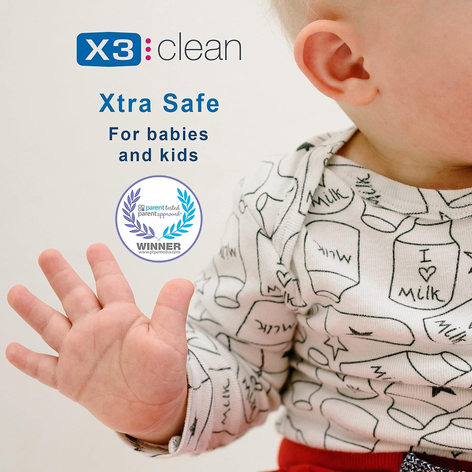 X3 Clean Foaming Hand Sanitizer, Alcohol Free and Fragrance Free, Kills 99.9% Germs, Moisturizing Formula, Travel Size 2.5 oz (3 Pack) - Image 3