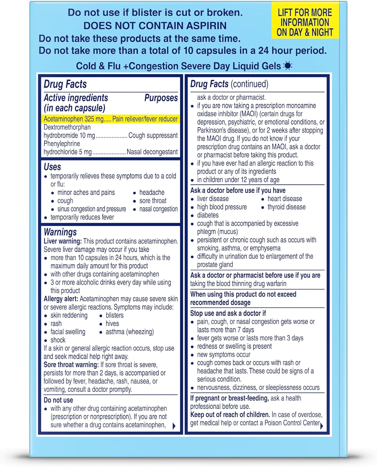 Alka-Seltzer Cold, Cold & Flu + Congestion Severe Day/Night Fast Gels, Flu + Congestion Medicine, Multi-Symptom Relief, Body Aches and Pains, Fever Reducer, 24 Count (Packaging May vary) - Image 9